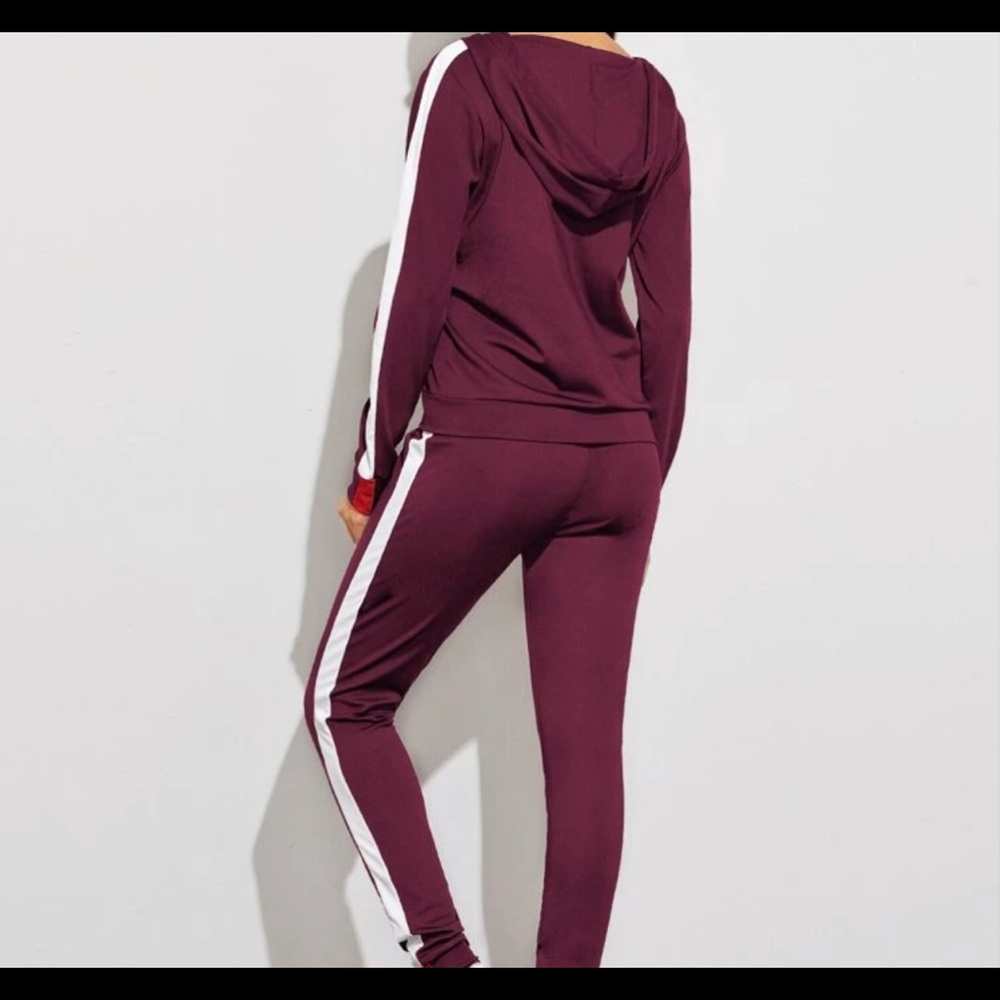 Contrast Panel Zip Up Hoodie & Sweatpants